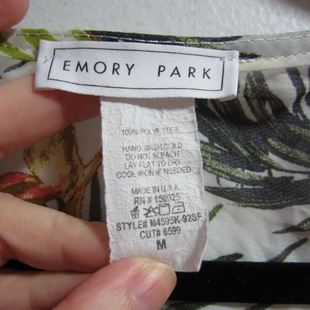 Emory Park Shawl Cover Up Womens M Green Tropical Kimono Hawaiian Boho Coastal‎
